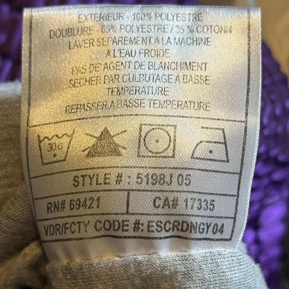 Reebok NBA Los Angeles Lakers Youth XL 2XL Satin Warm Up Jacket Purple 5198J 05